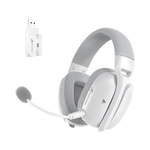 ATTACK SHARK L80PRO Wireless Gaming Headset, Adjustable Dual Mics, Lightweight Headset with 20ms Low Latency, 40mm Drivers,3 Modes (2.4G/Bluetooth/Wired) for PC/Phone (White)